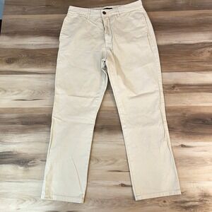 UNIS Pants Mens 33 Khaki Cotton Button Fly Chinos Straight Made in Italy